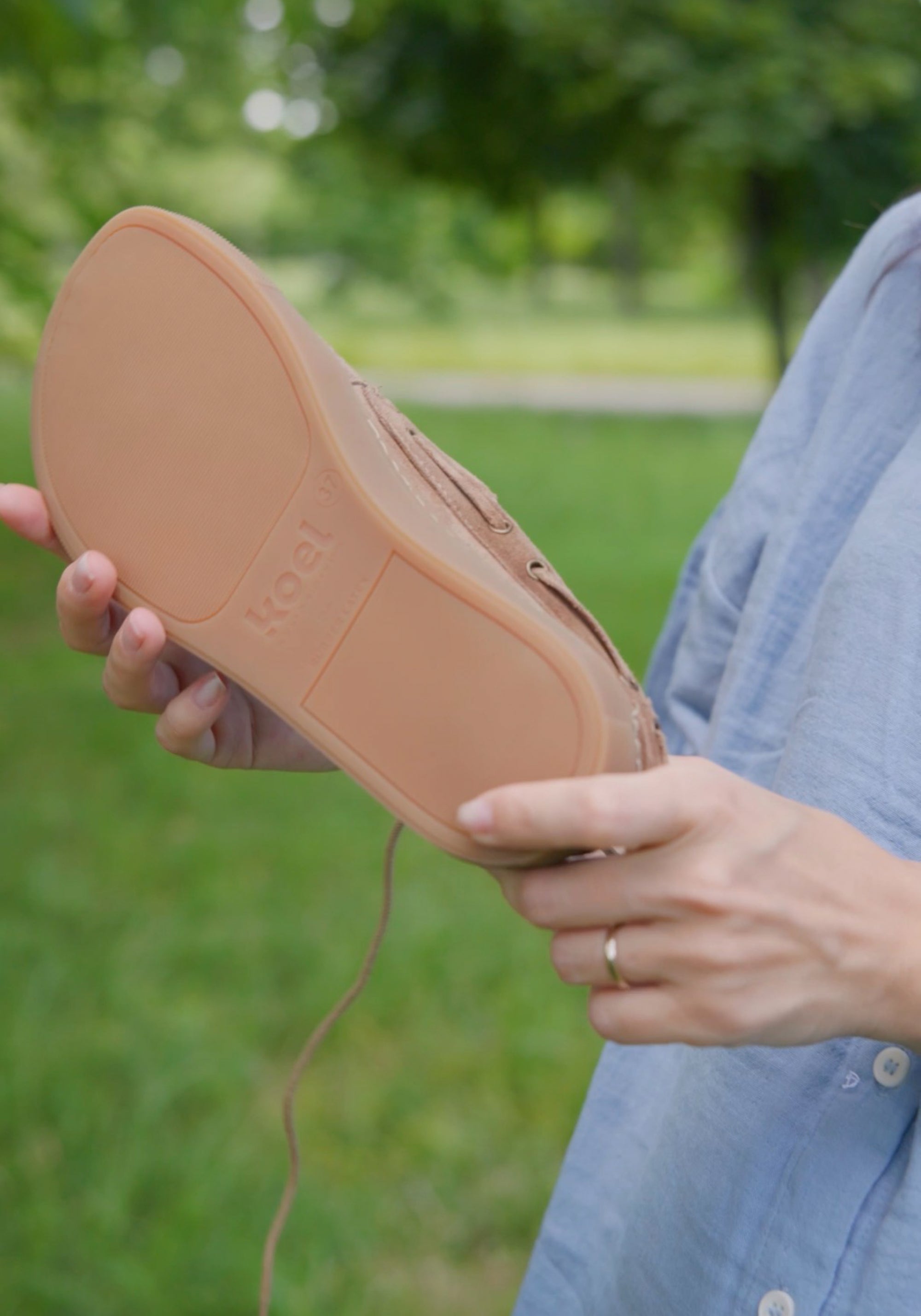 Pantofi Barefoot din piele întoarsă - Hivera Taupe