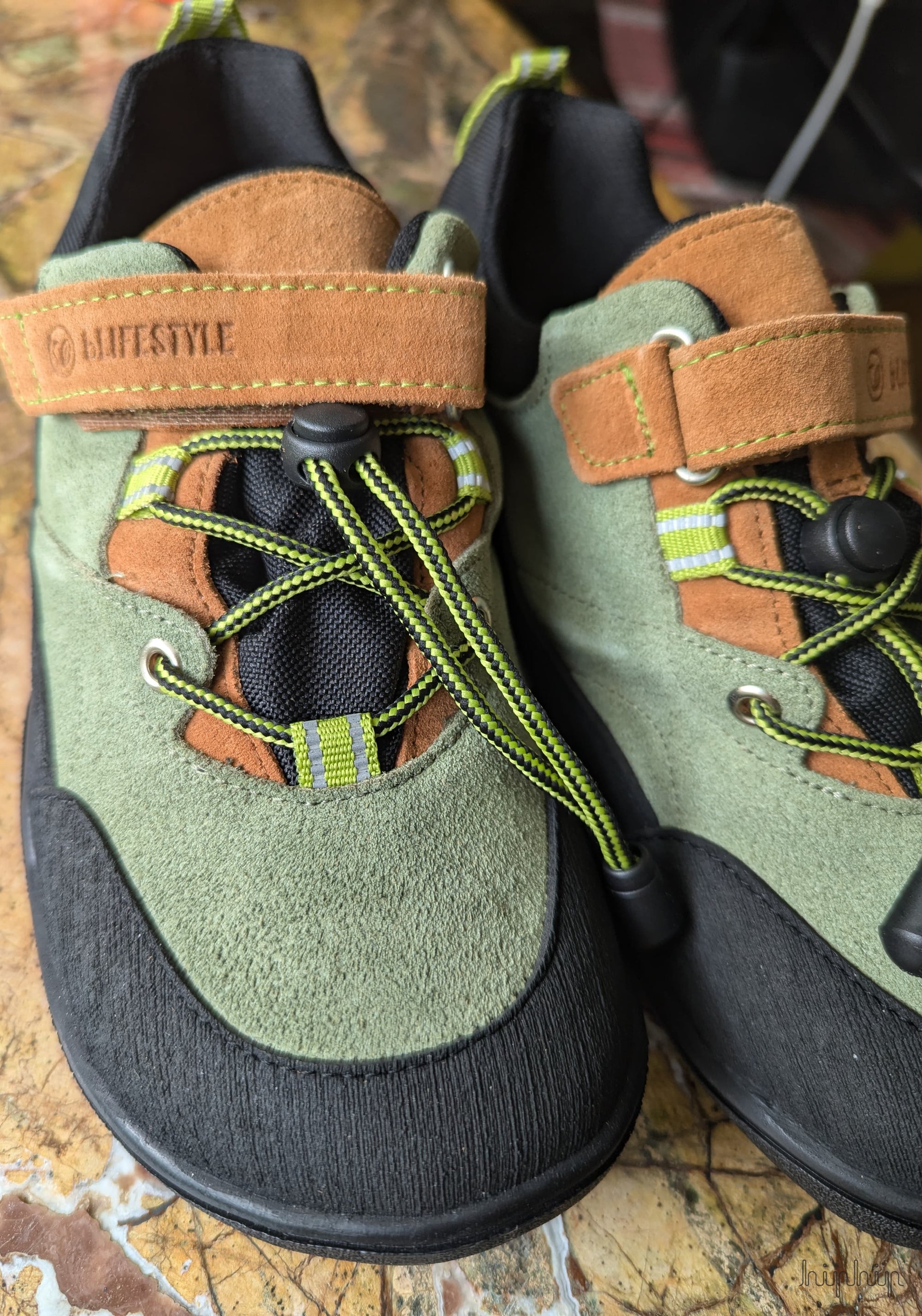 Pantofi drumeție Barefoot impermeabili - Caprini Green Moss