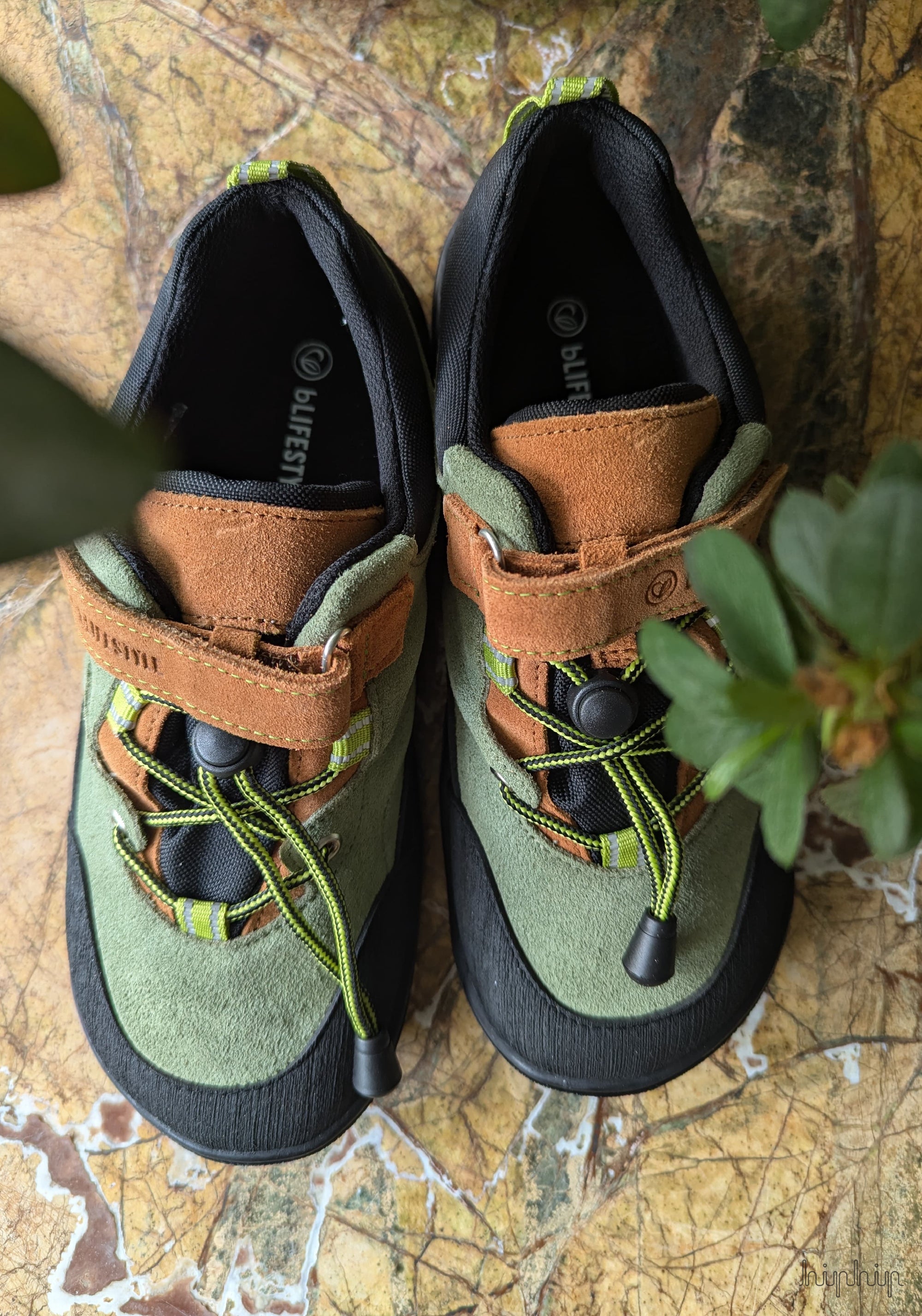 Pantofi drumeție Barefoot impermeabili - Caprini Green Moss
