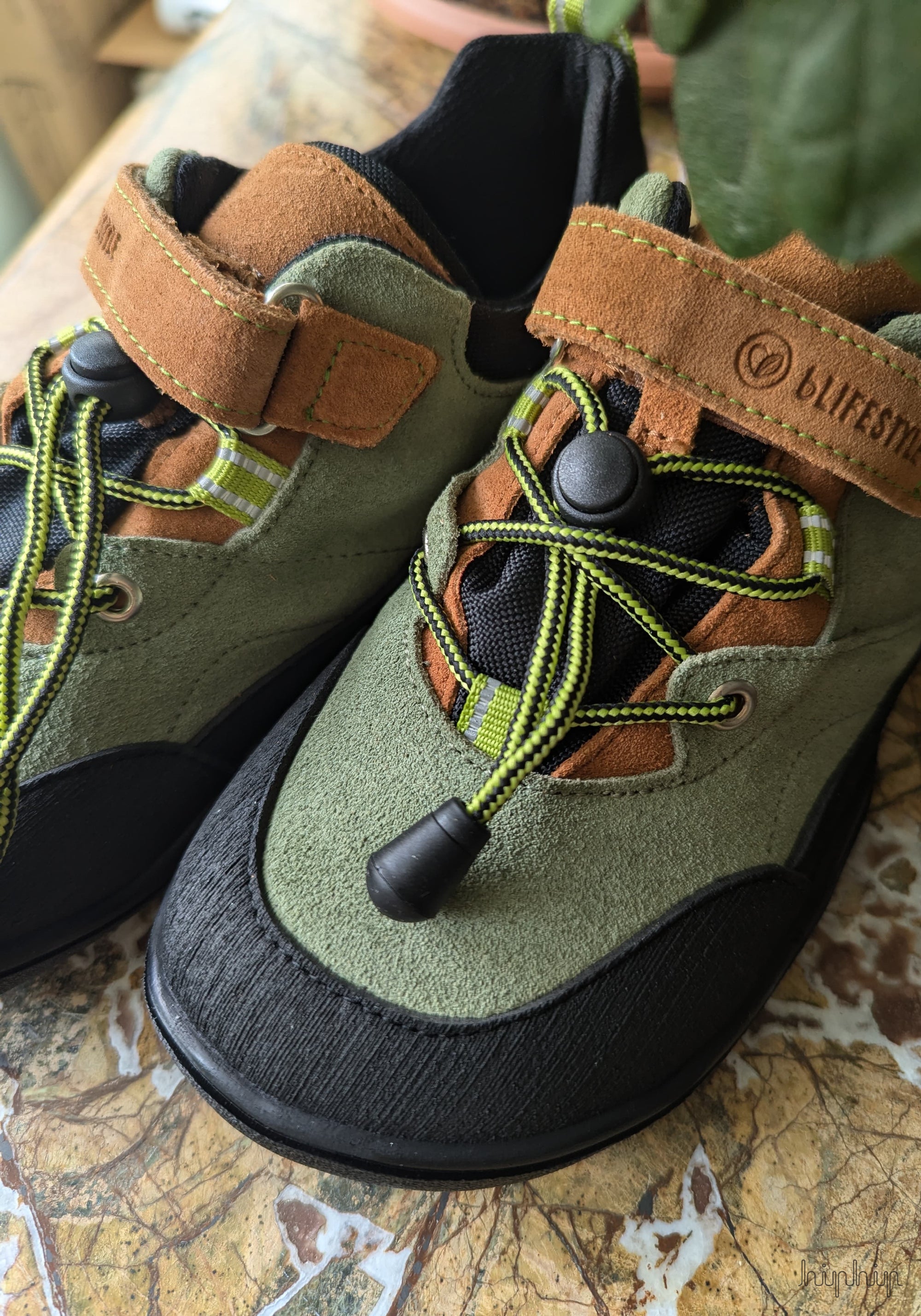 Pantofi drumeție Barefoot impermeabili - Caprini Green Moss