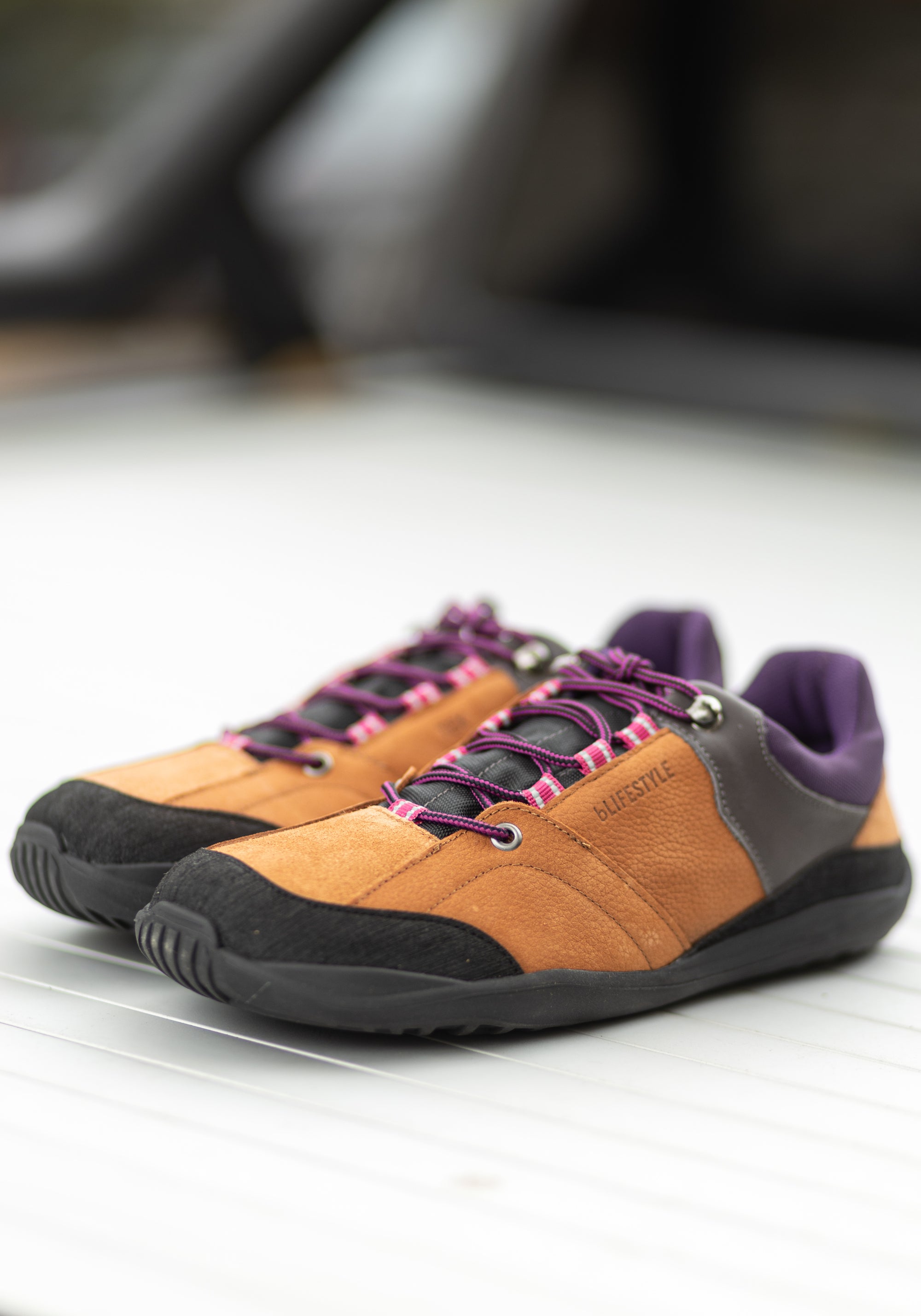 Pantofi drumeție Barefoot impermeabili - Trekk Style Hazelnut/Berry
