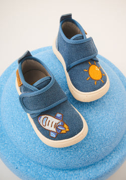 Pantofi interior Barefoot din bumbac - To The Moon