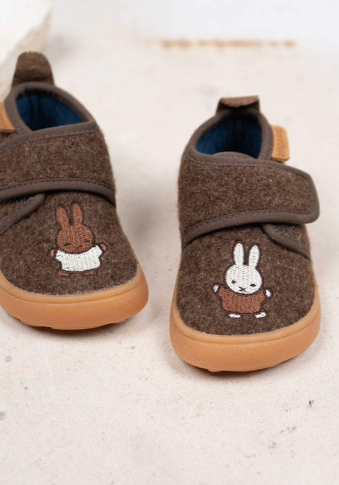 Pantofi interior Barefoot lână - Miffy Dark Brown