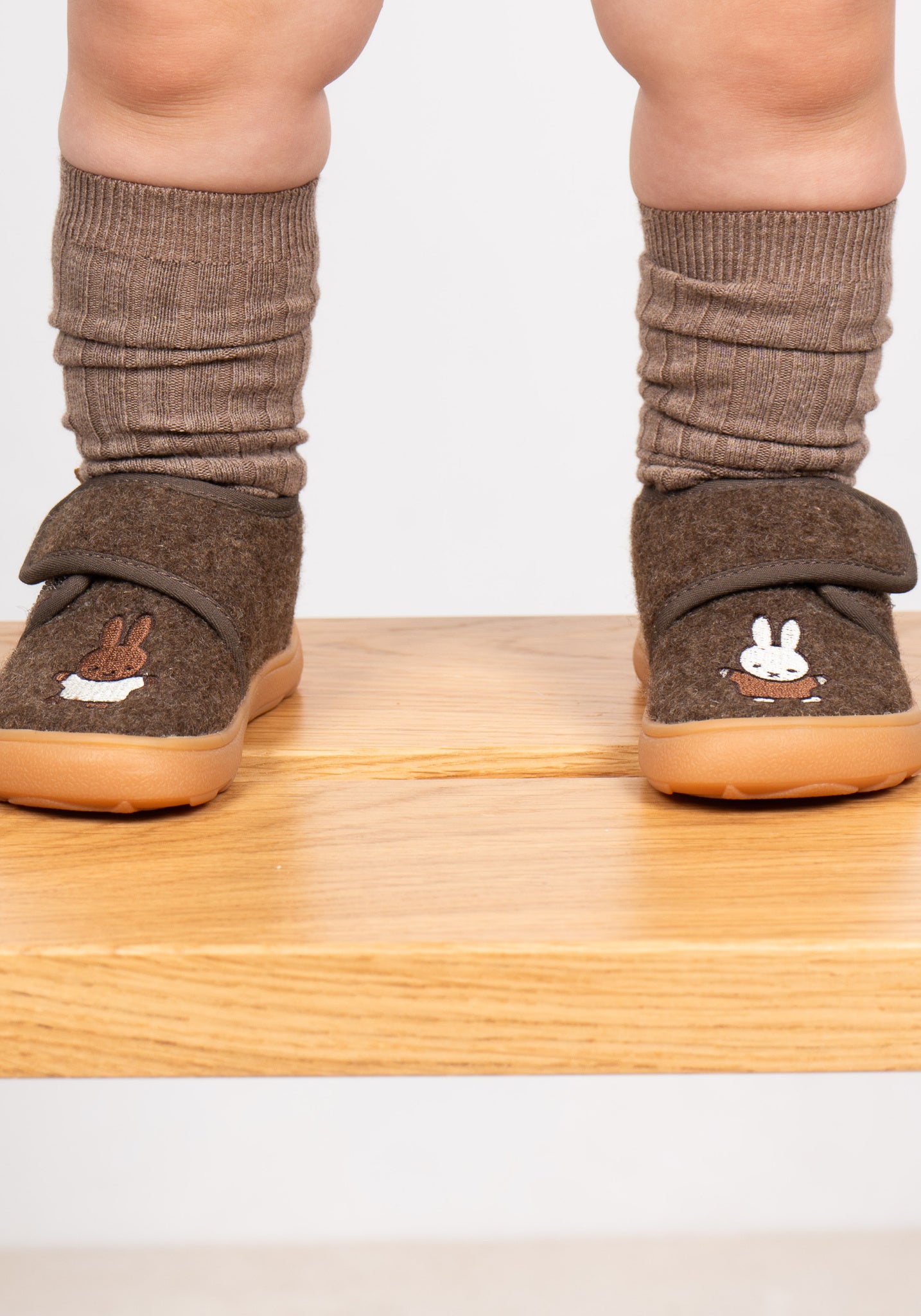 Pantofi interior Barefoot lână - Miffy Dark Brown