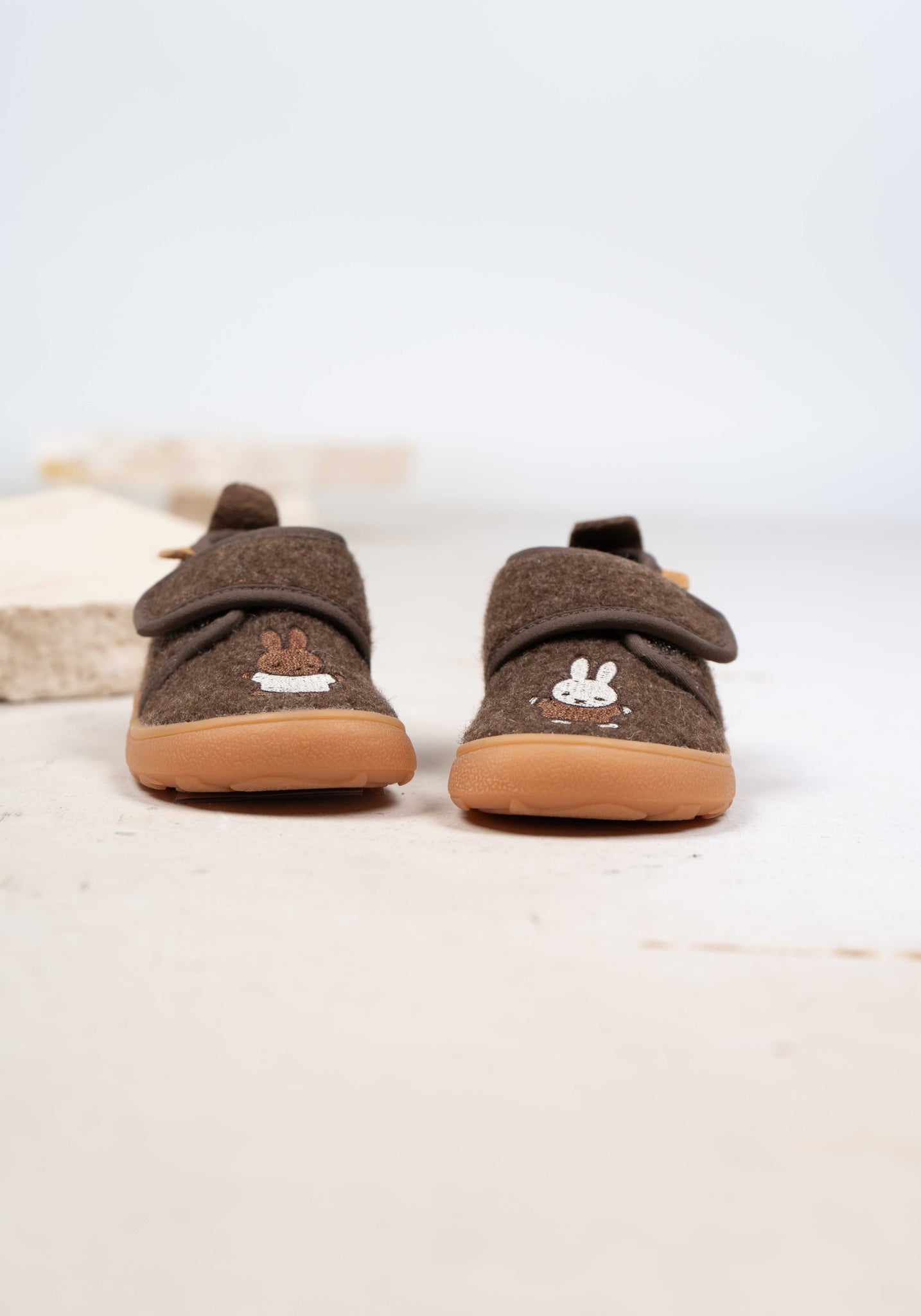 Pantofi interior Barefoot lână - Miffy Dark Brown