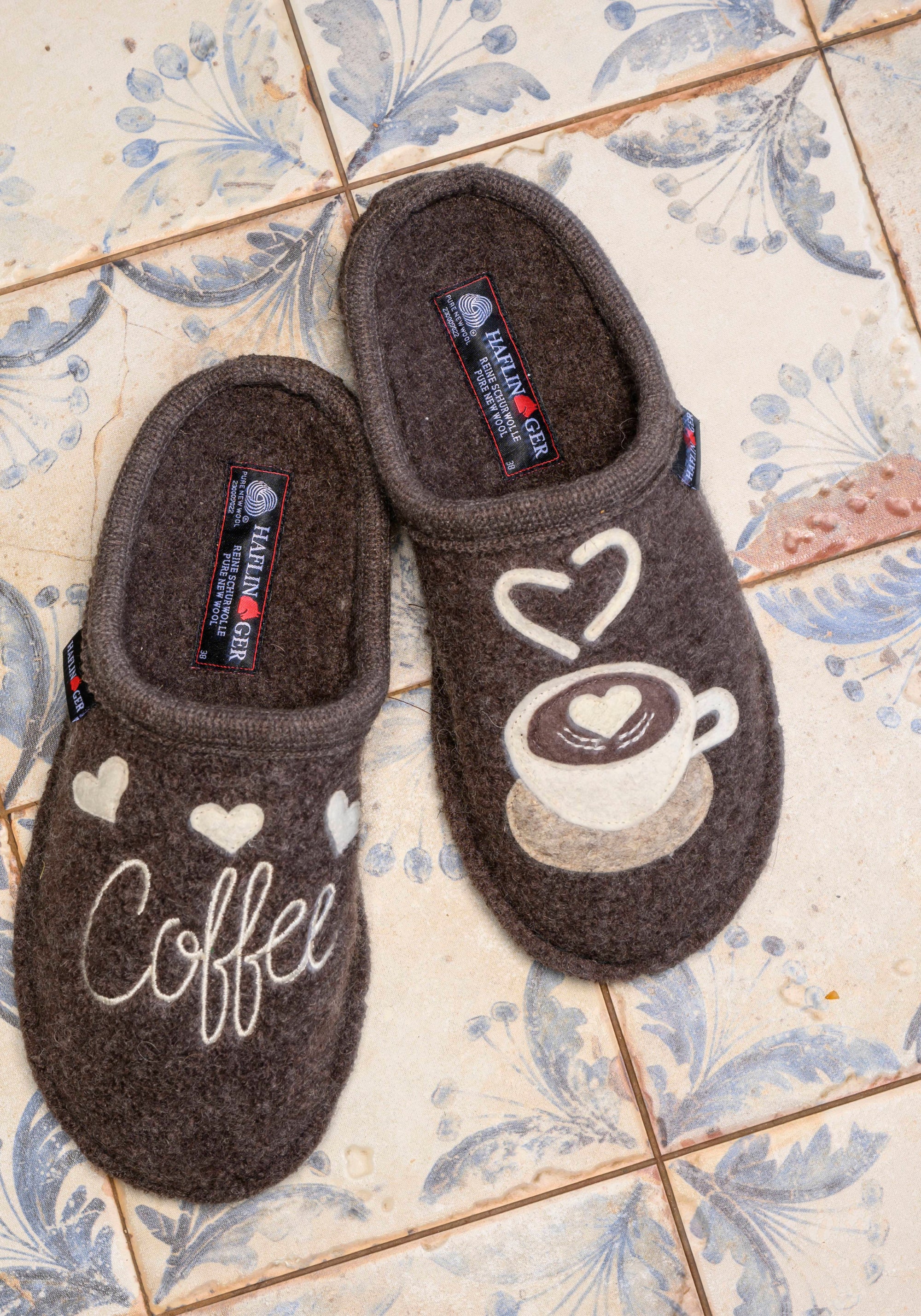 Papuci femei lână - Coffee Time Brown