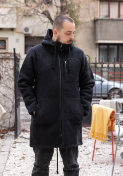 Parka bărbați W300 din lână fiartă - Patrick Black