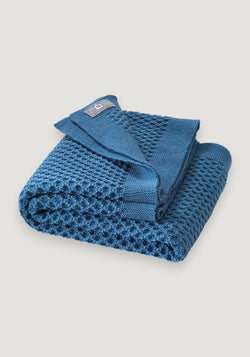 Pătură bebeluși din lână merinos - Honeycomb Dove Blue