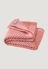 Pătură bebeluși honeycomb din lână merinos - Soft Pink
