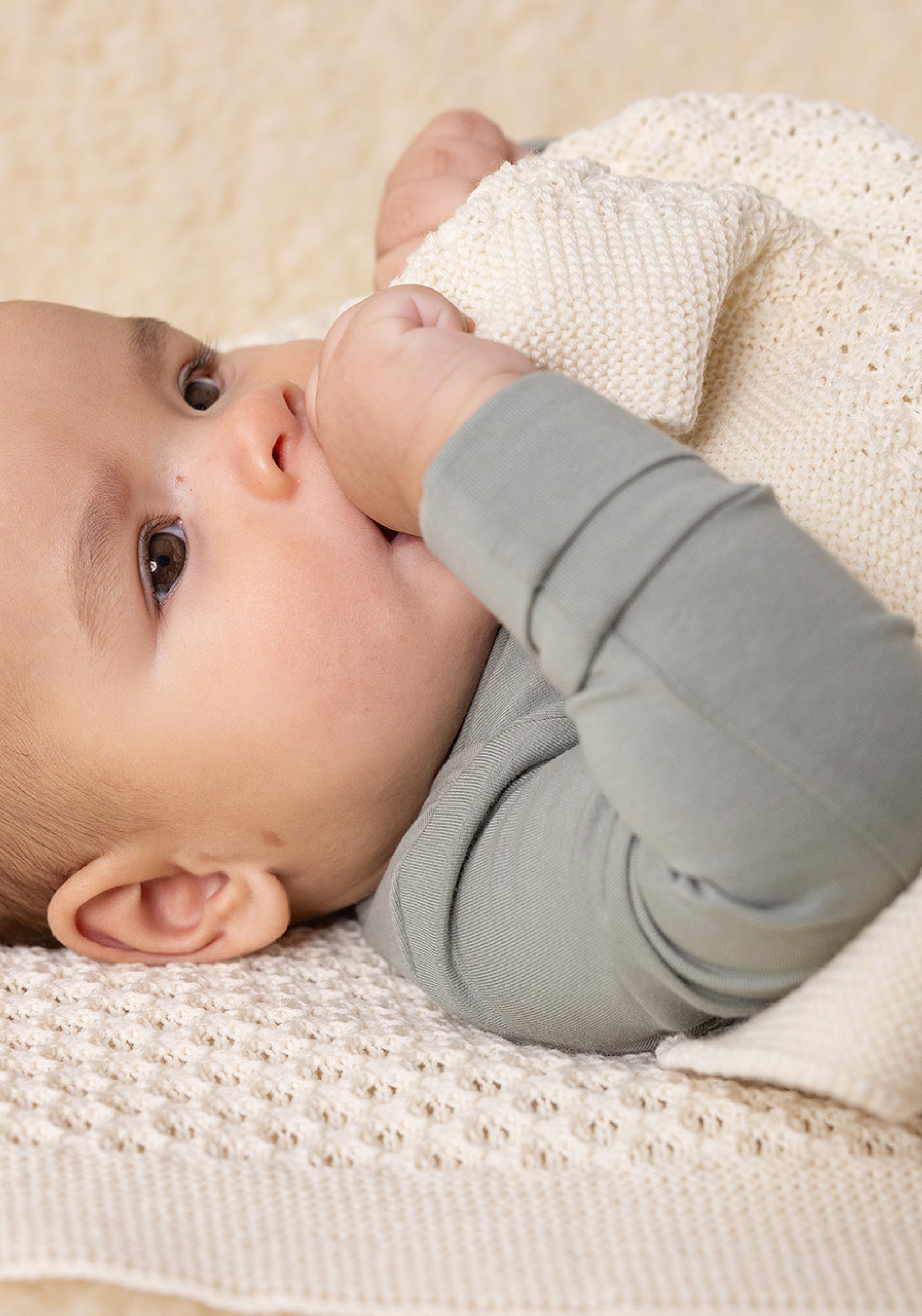 Pătură bebeluși din lână merinos - Natural