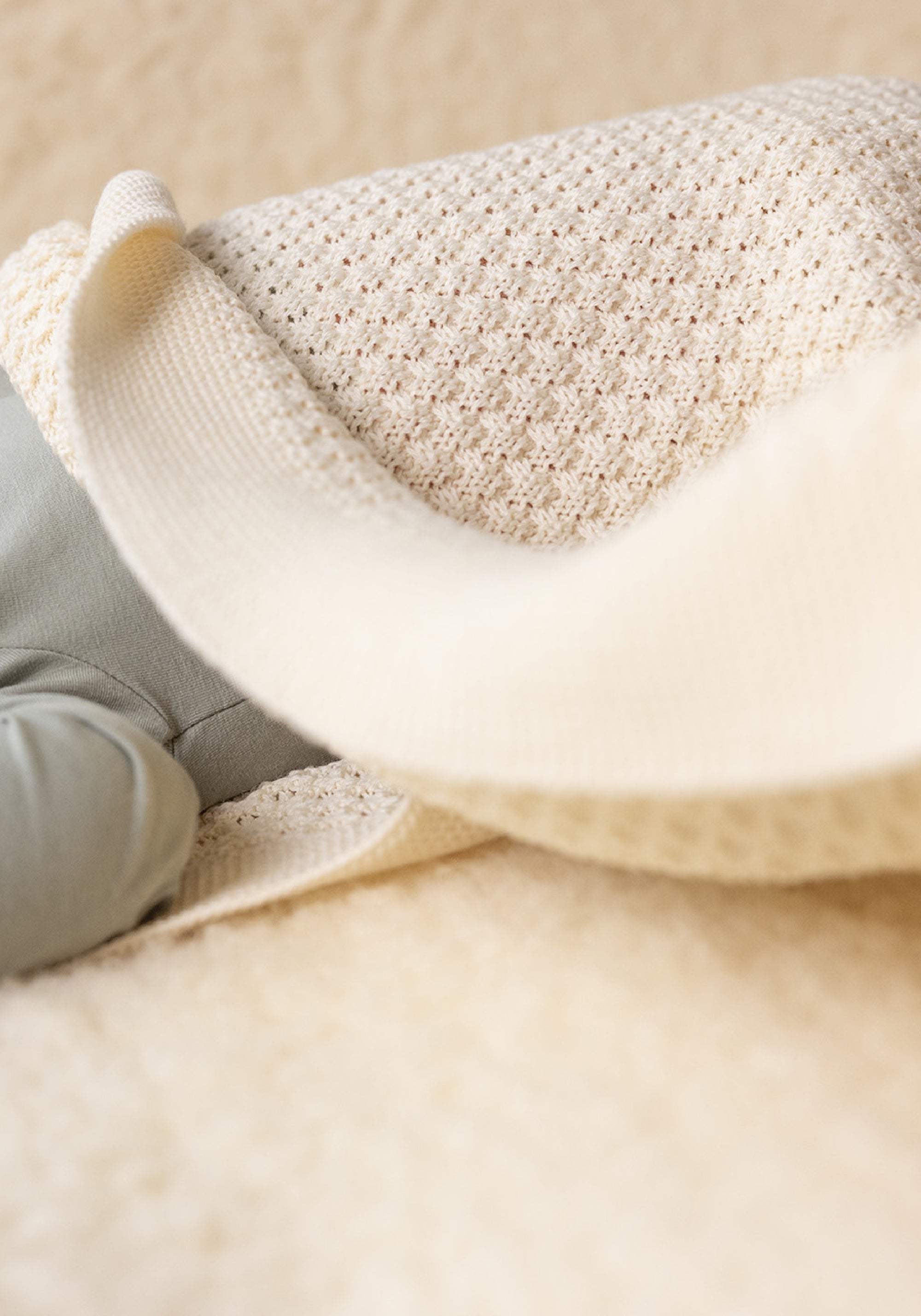 Pătură bebeluși din lână merinos - Natural