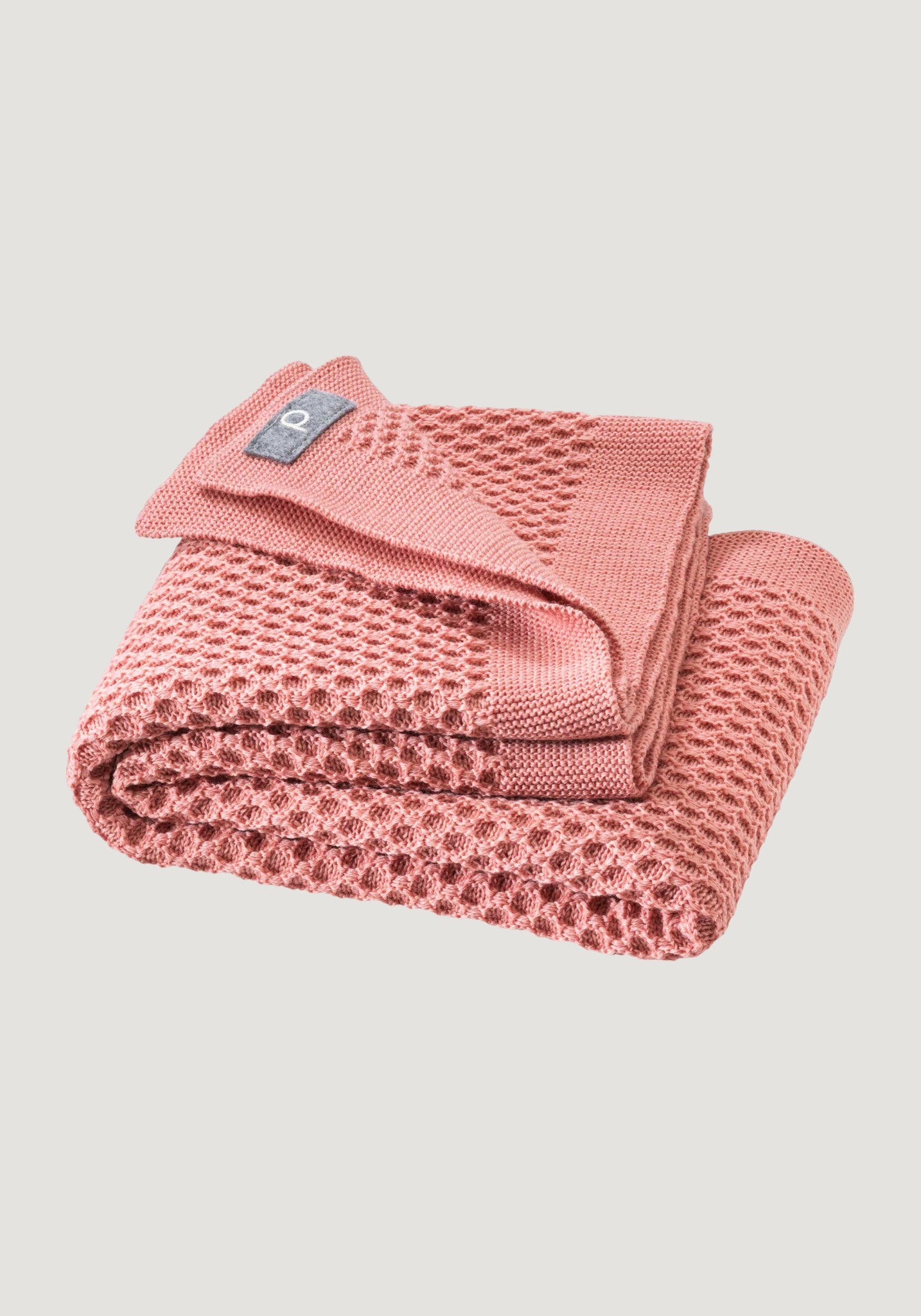 Pătură bebeluși honeycomb din lână merinos - Soft Pink