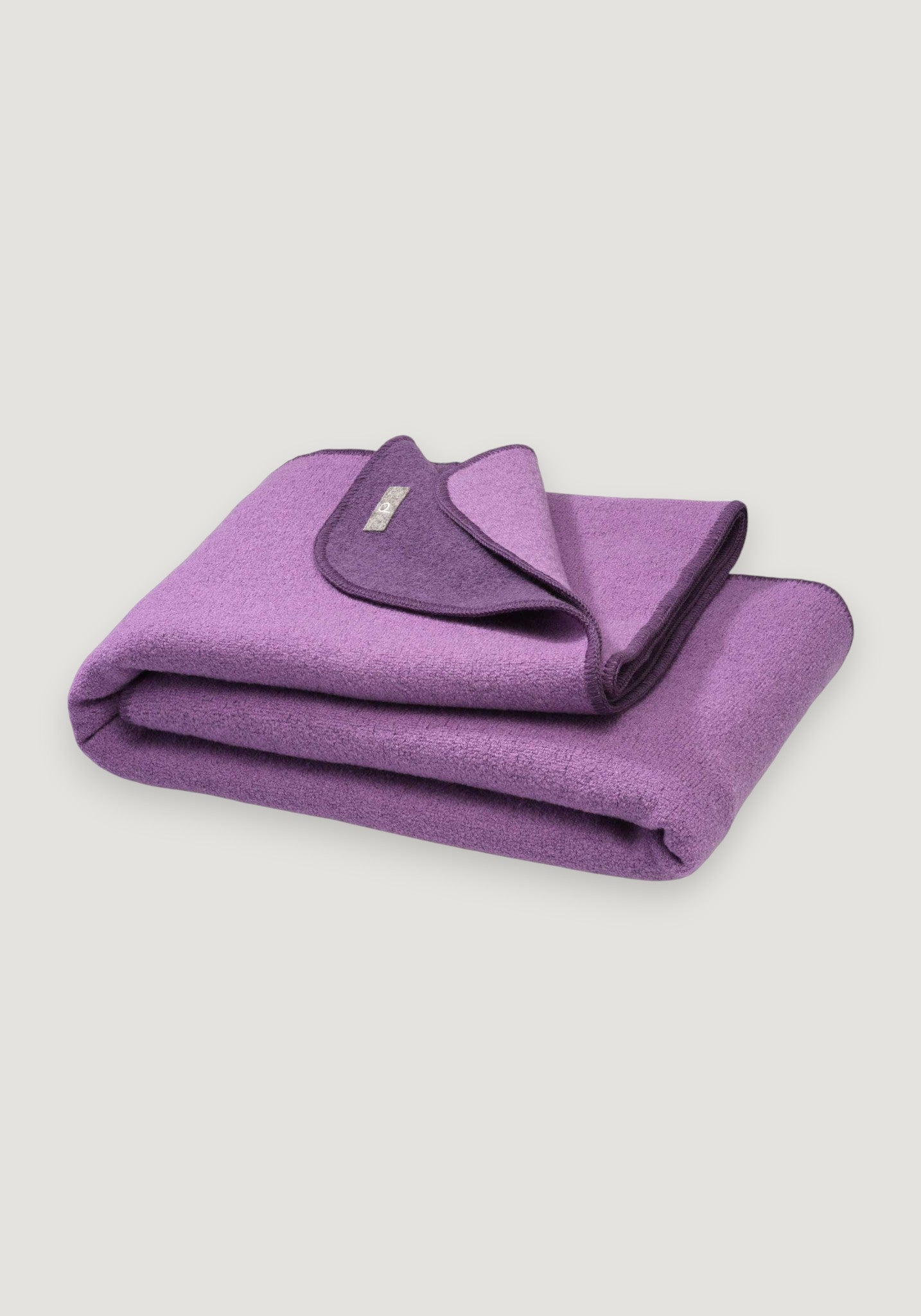 Pătură din lână merinos fiartă - Doubleface Aubergine/Lilac