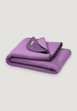 Pătură din lână merinos fiartă - Doubleface Aubergine/Lilac
