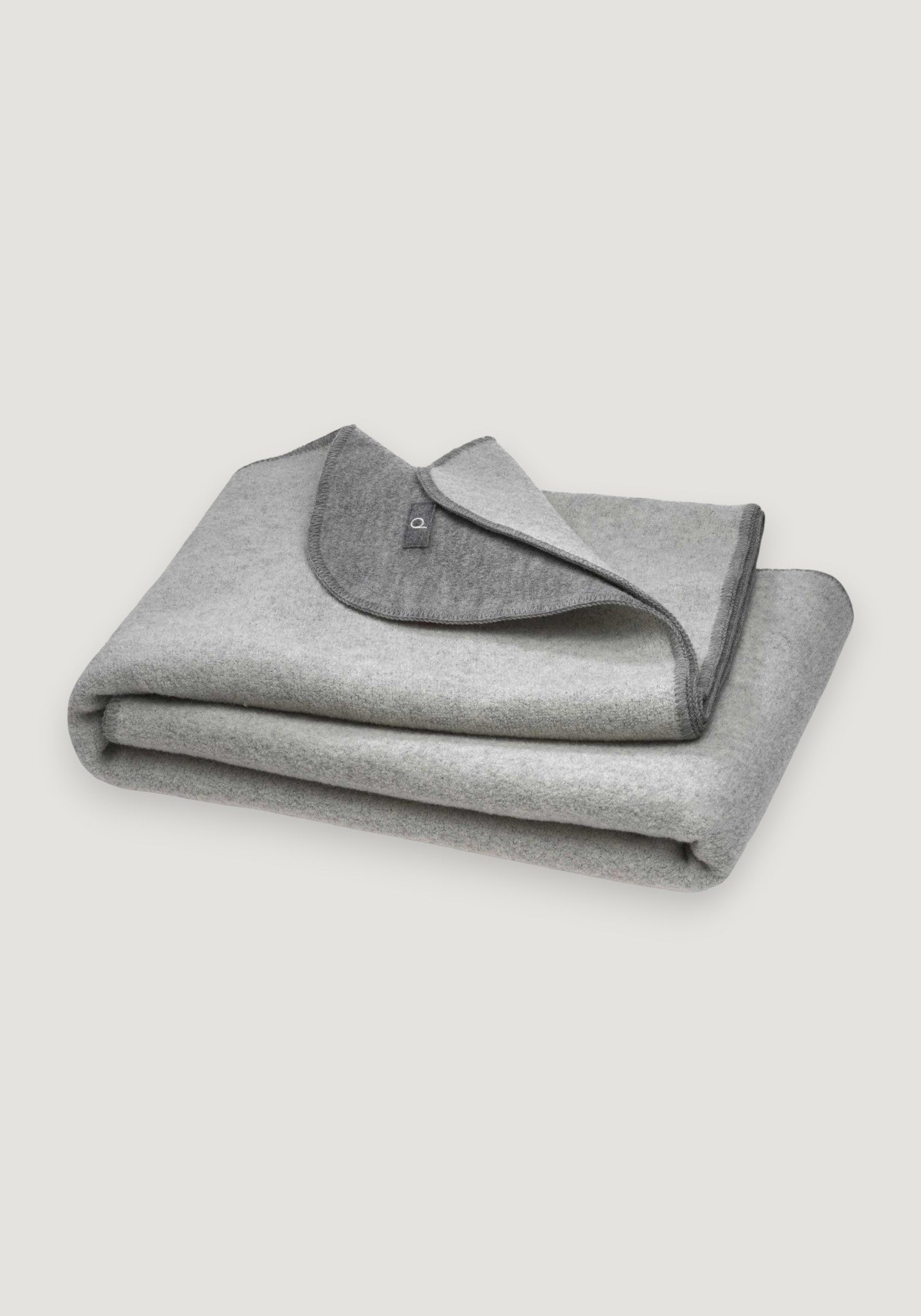 Pătură din lână merinos fiartă - Doubleface Grey/Natural