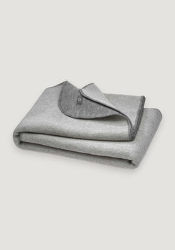Pătură din lână merinos fiartă - Doubleface Grey/Natural