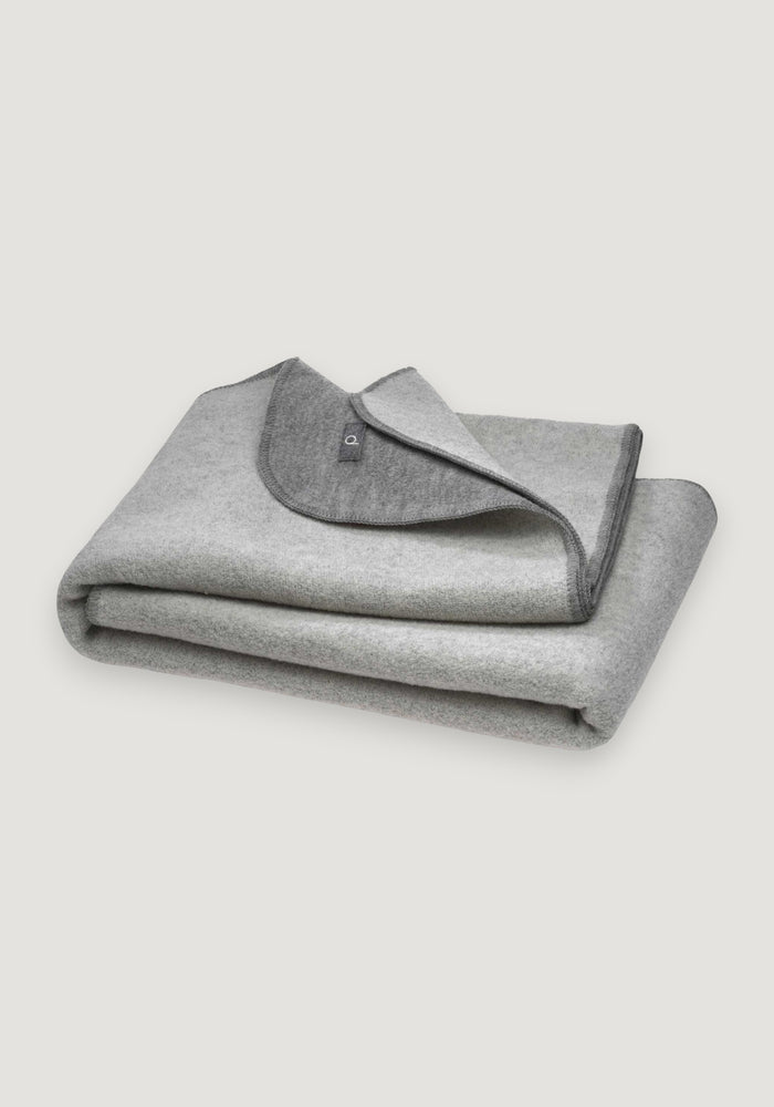 Pătură din lână merinos fiartă - Doubleface Grey/Natural