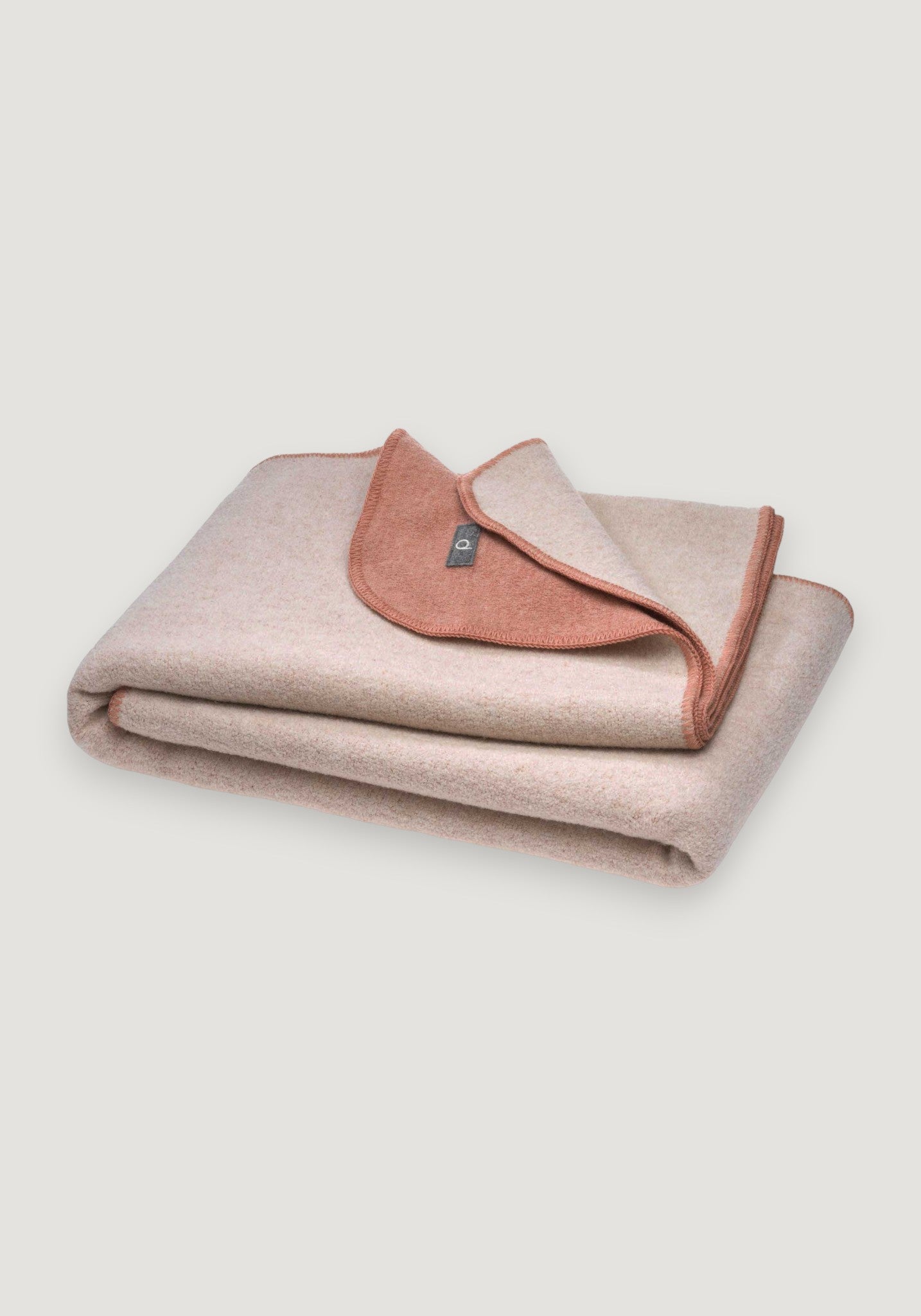 Pătură din lână merinos fiartă - Doubleface Rose/Natural