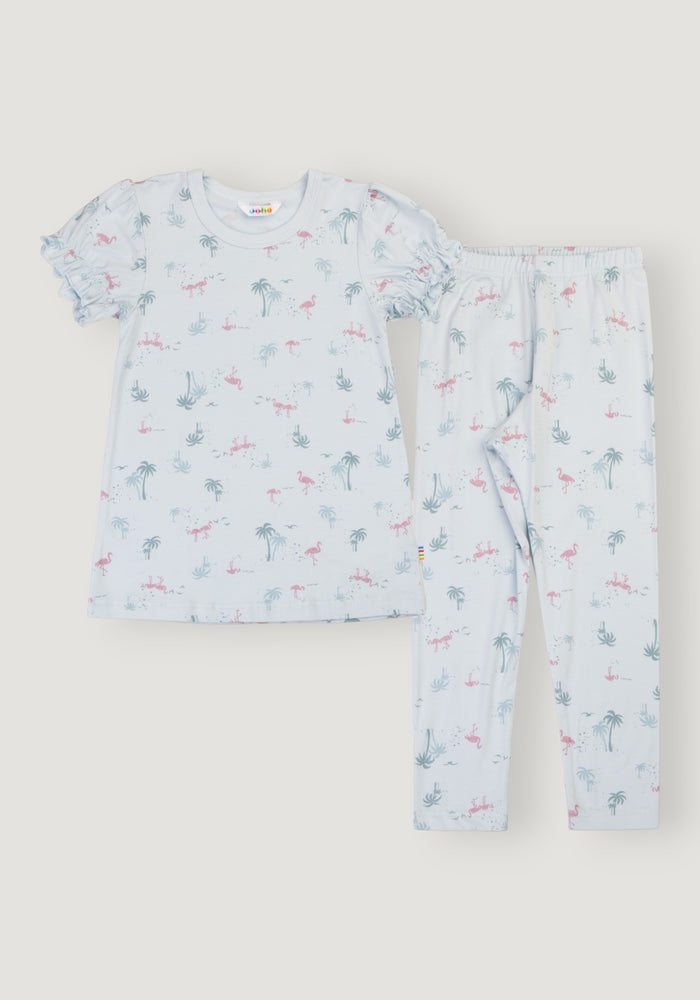 Pijama din bambus - Flamingo Light Blue