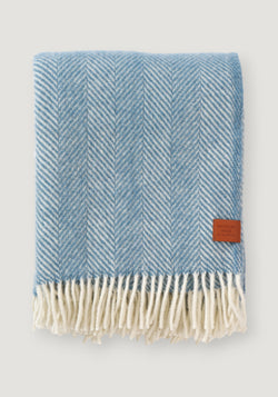 Pled din lână - Herringbone Cloudy Blue