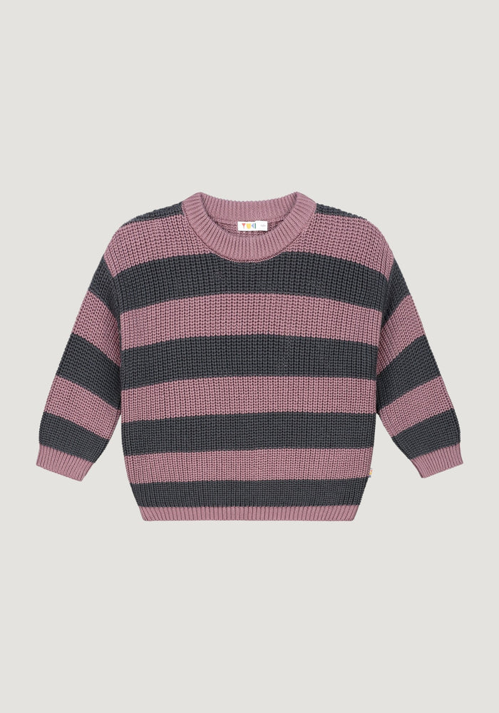 Pulover Chunky Knit din bumbac - Stripes Heather Yuki HipHip.ro