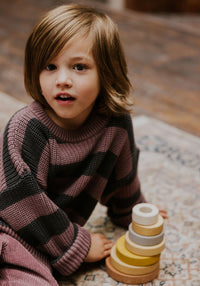 Pulover Chunky Knit din bumbac - Stripes Heather Yuki HipHip.ro