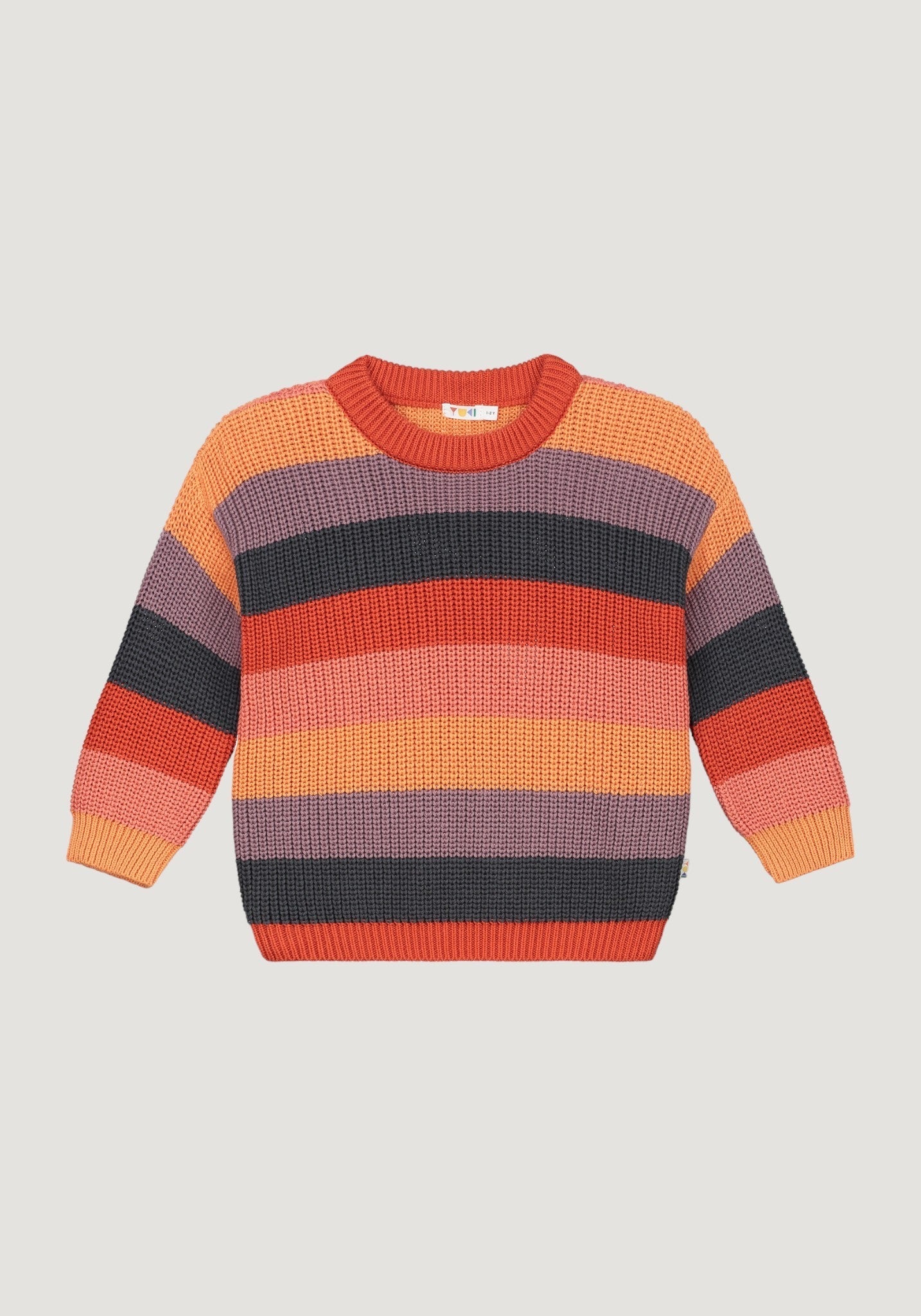 Pulover Chunky Knit din bumbac - Stripes Rainbow Yuki HipHip.ro