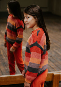 Pulover Chunky Knit din bumbac - Stripes Rainbow Yuki HipHip.ro