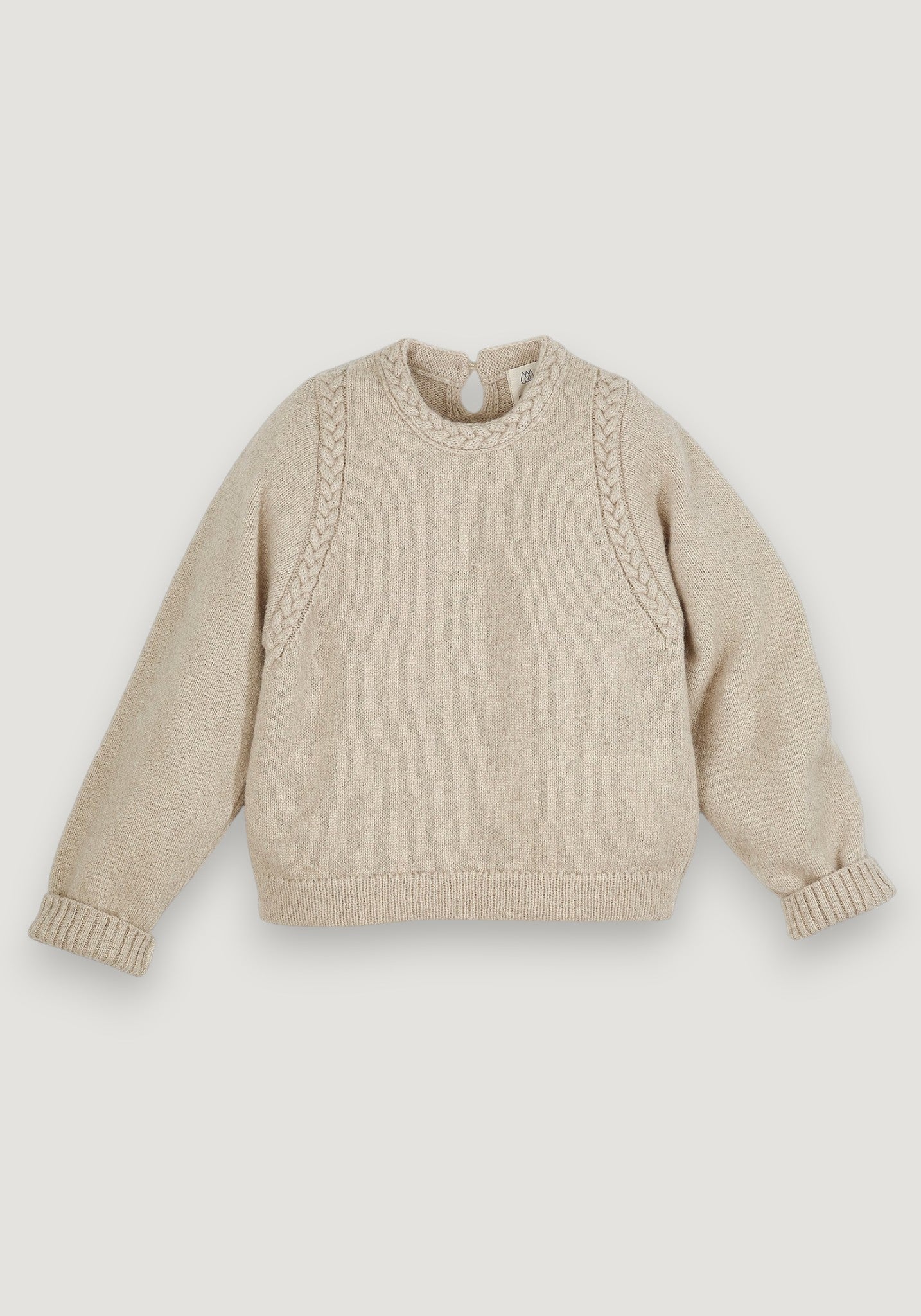 Pulover din alpaca, lână merinos și mătase - Beige