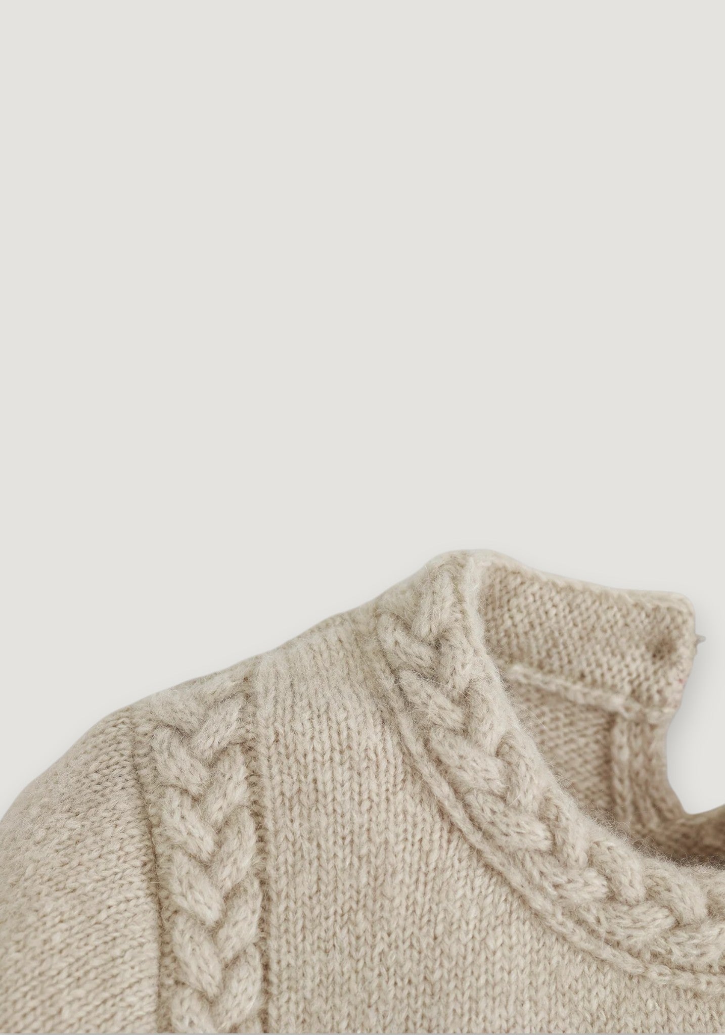 Pulover din alpaca, lână merinos și mătase - Beige