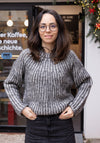 Pulover din alpaca și bumbac Pima - Iris Grey/Anthracite