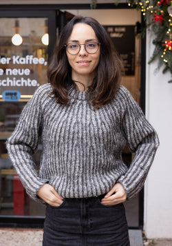Pulover din alpaca și bumbac Pima - Iris Grey/Anthracite