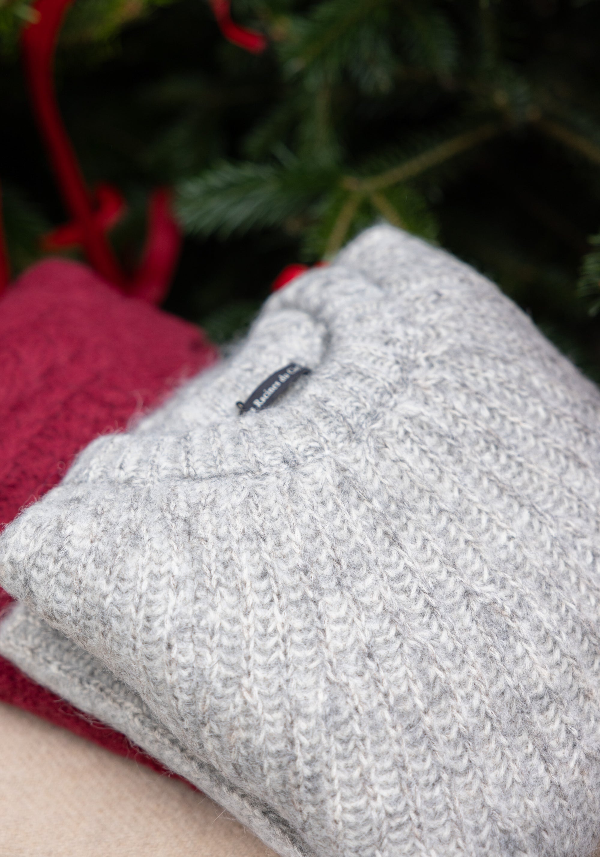 Pulover din alpaca și bumbac Pima - Iris White/Grey