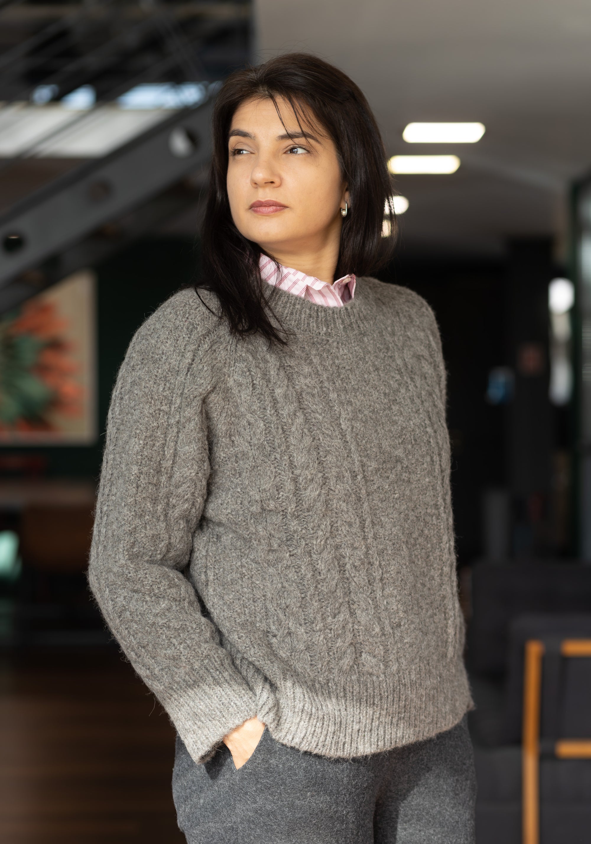 Pulover din baby alpaca - Ivan Dark Grey