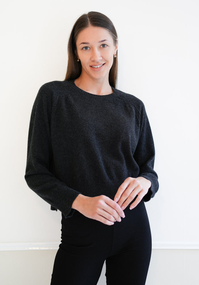 Pulover femei din cașmir - Opal Black Melange