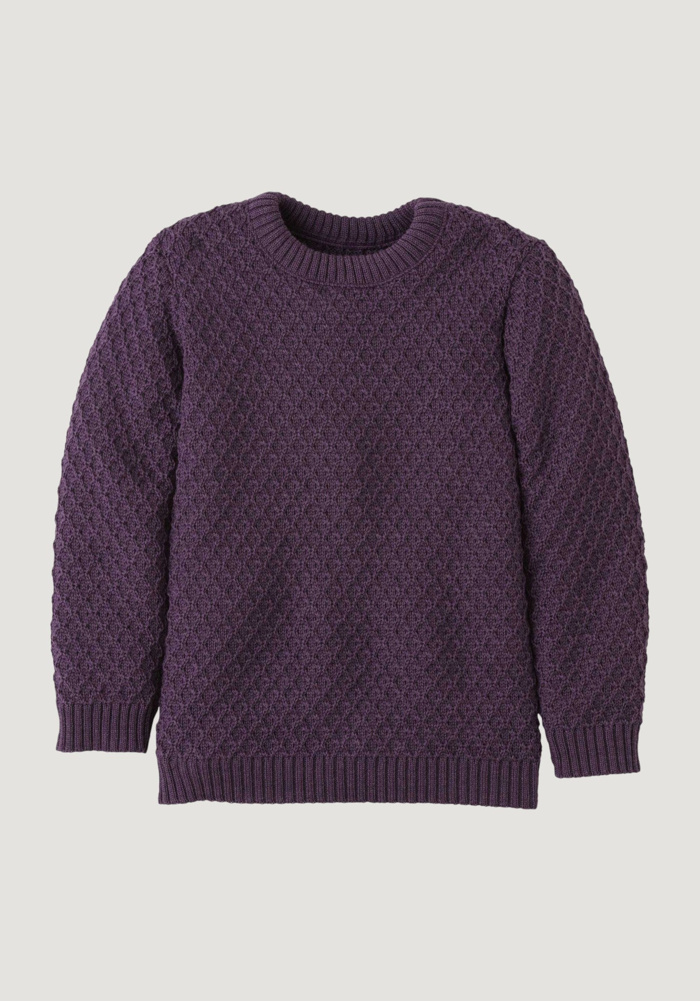 Pulover din lână merinos - Aran Aubergine