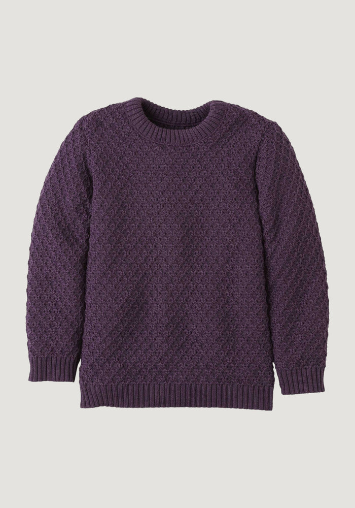 Pulover din lână merinos - Aran Aubergine