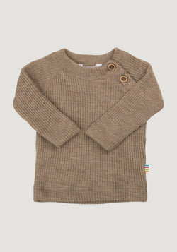 Pulover din lână merinos - Rib Beige Melange