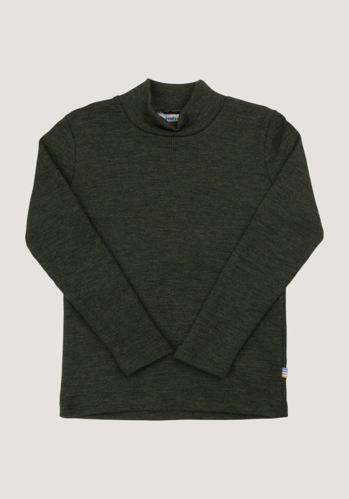 Helancă brushed din lână merinos - Rib Moss Green