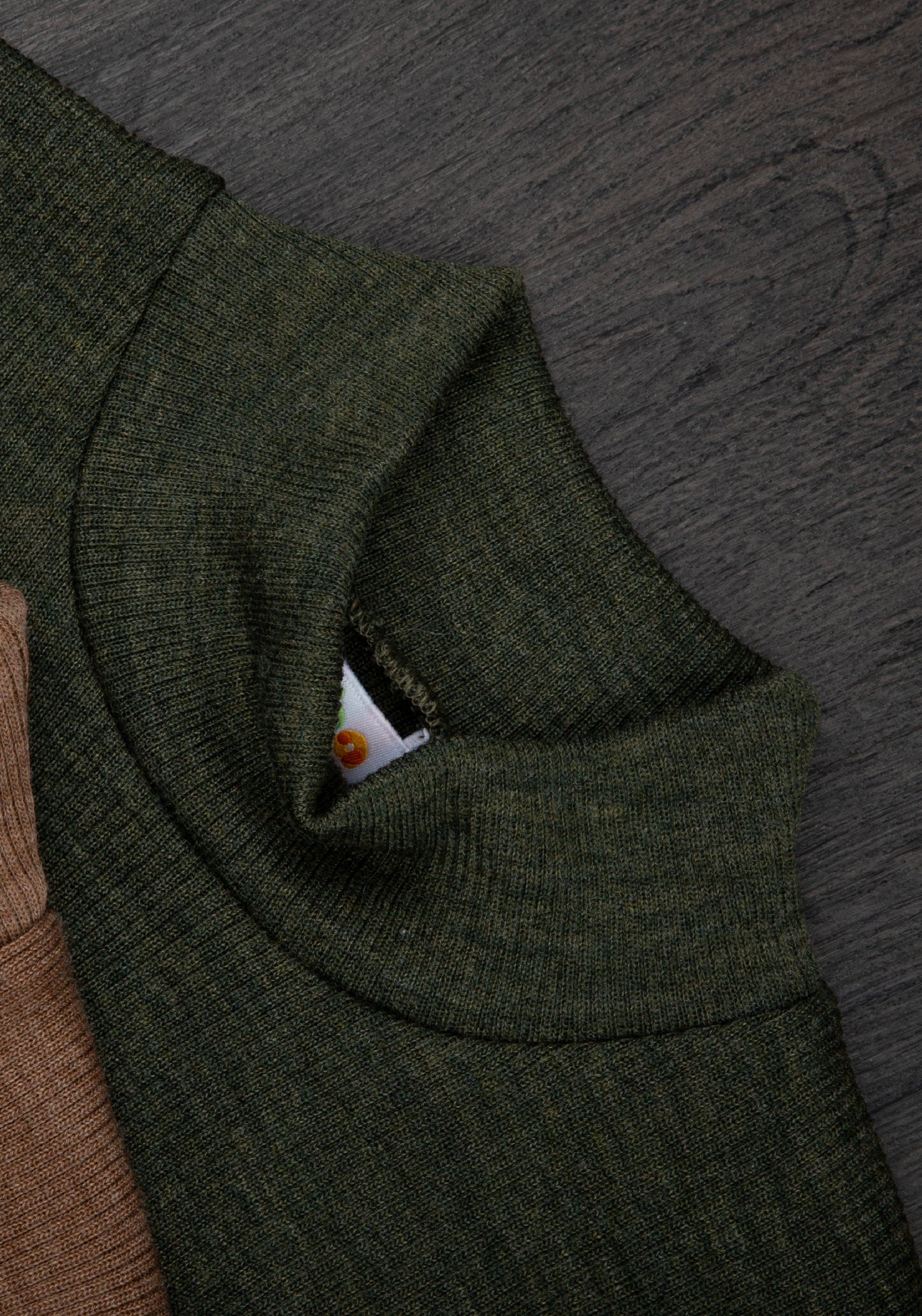 Helancă brushed din lână merinos - Rib Moss Green