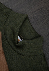 Helancă brushed din lână merinos - Rib Moss Green