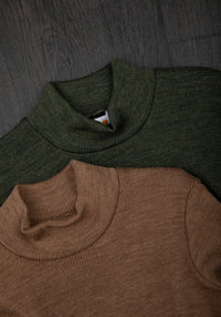 Helancă brushed din lână merinos - Rib Warm Brown