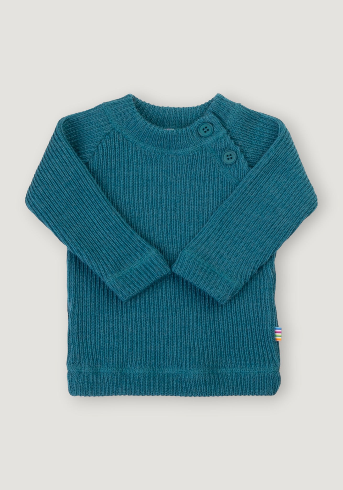 Pulover din lână merinos - Rib Turquoise
