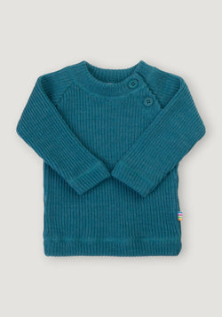 Pulover din lână merinos - Rib Turquoise