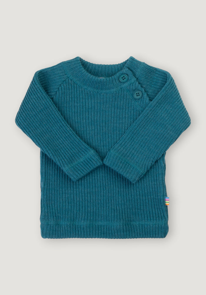 Pulover din lână merinos - Rib Turquoise