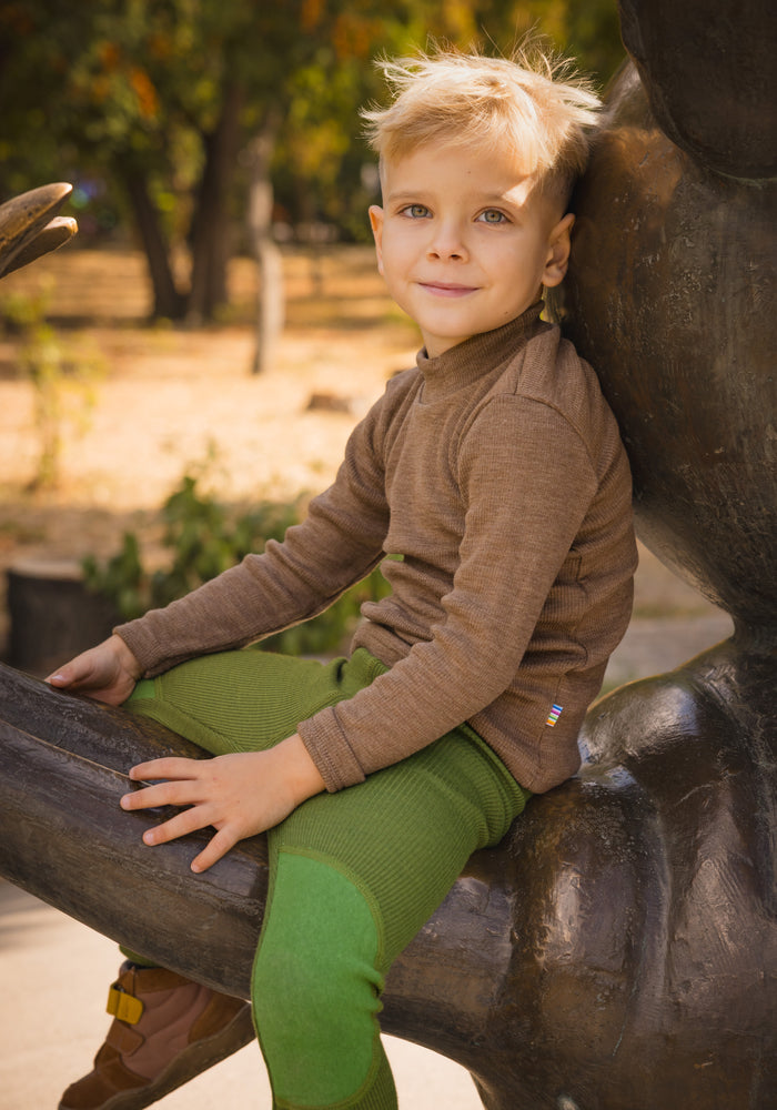 Pulover din lână merinos - Rib Warm Brown