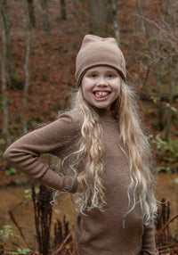 Helancă brushed din lână merinos - Rib Warm Brown