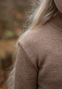 Helancă brushed din lână merinos - Rib Warm Brown