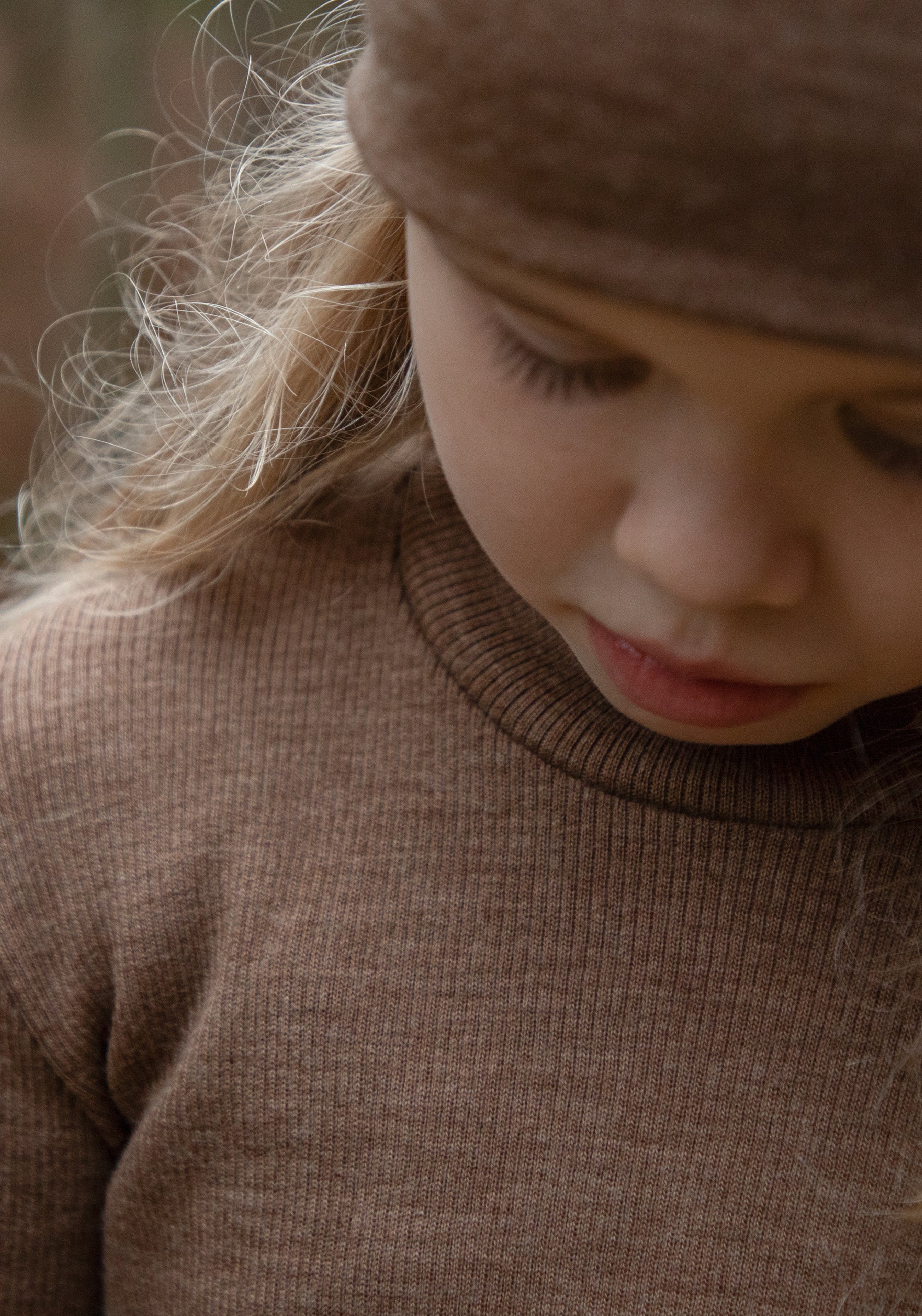 Helancă brushed din lână merinos - Rib Warm Brown