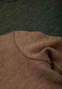 Helancă brushed din lână merinos - Rib Warm Brown